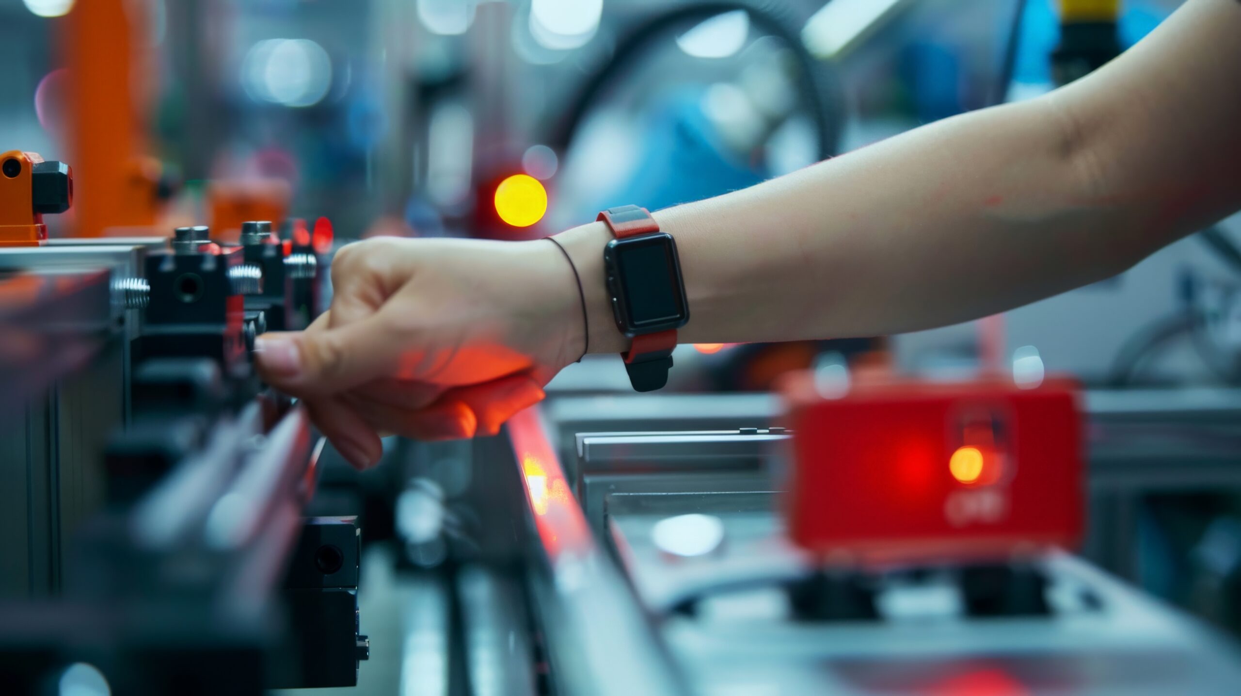 programming a high-tech machine in a factory