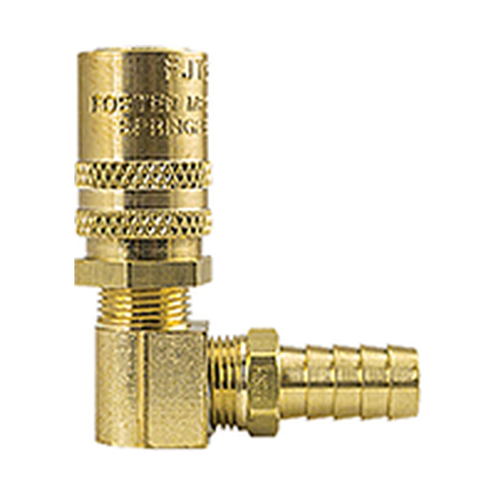 Foster BLFS316 3/8 in. FJT 90 Degree Straight-Thru Ball Lock Quick Coupler, 3/8 in. Hose Barb