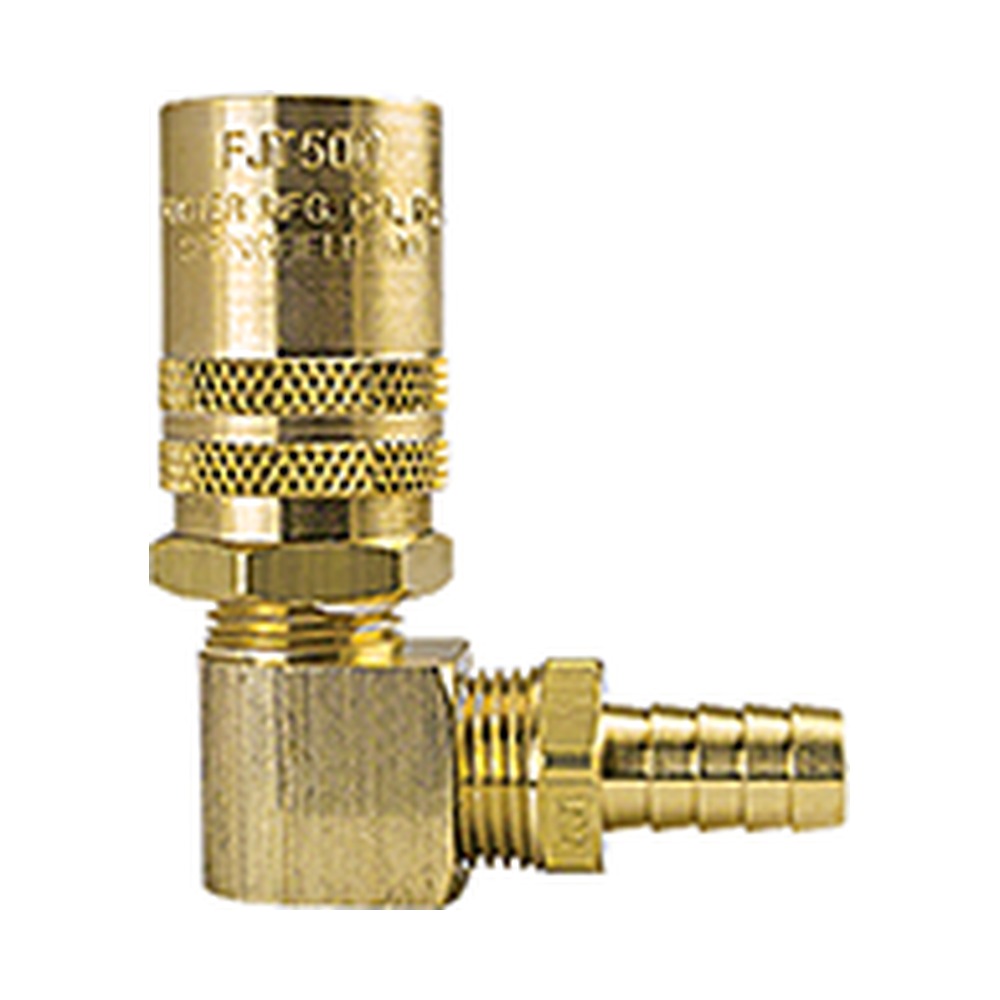 Foster BLFS514 1/2 in. FJT 90 Degree Straight-Thru Ball Lock Quick Coupler, 1/2 in. Hose Barb