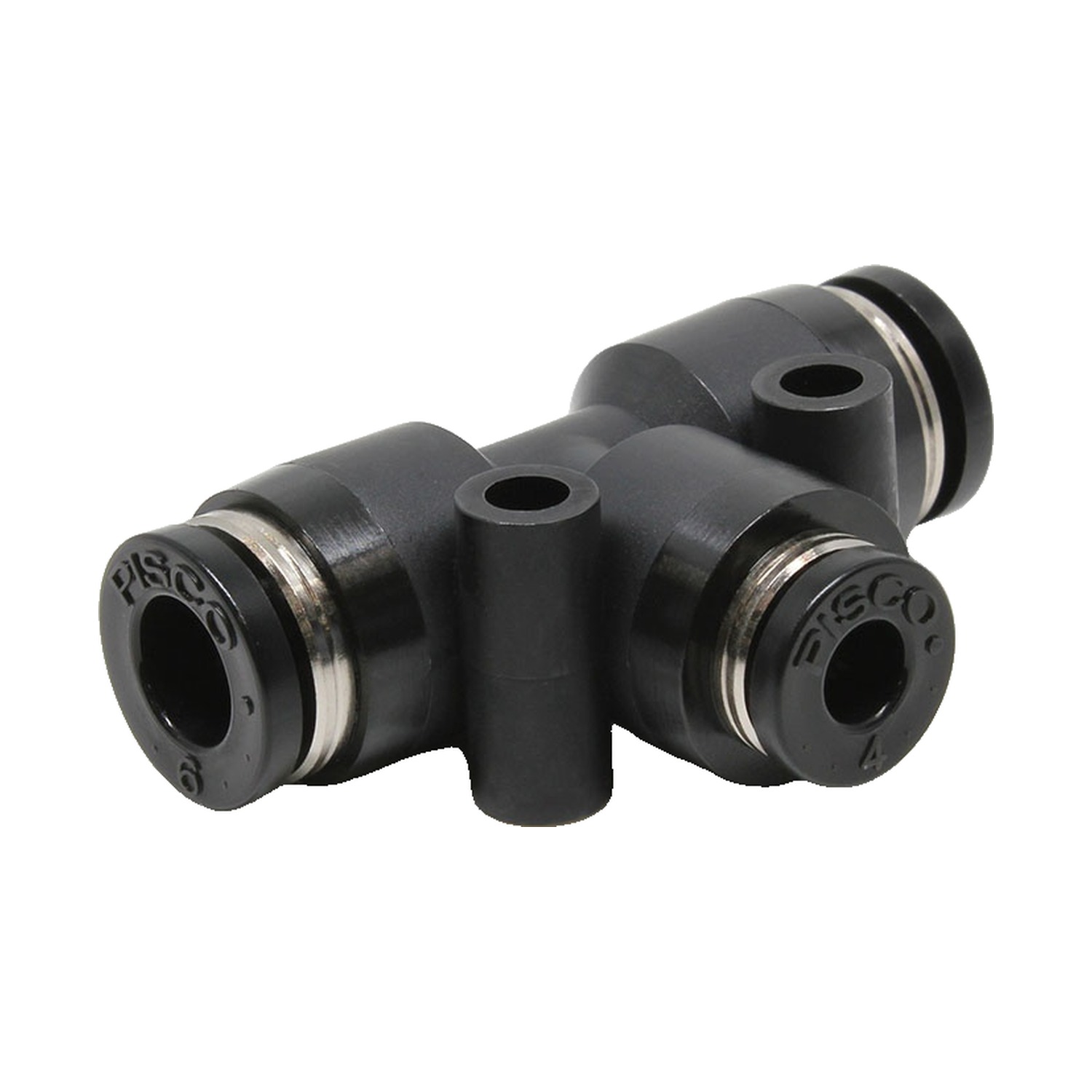 Pisco PEG1/2-3/8 Unequal Union Tee Push-to-Connect Fitting, 1/2 in. x 3/8 in. Tube